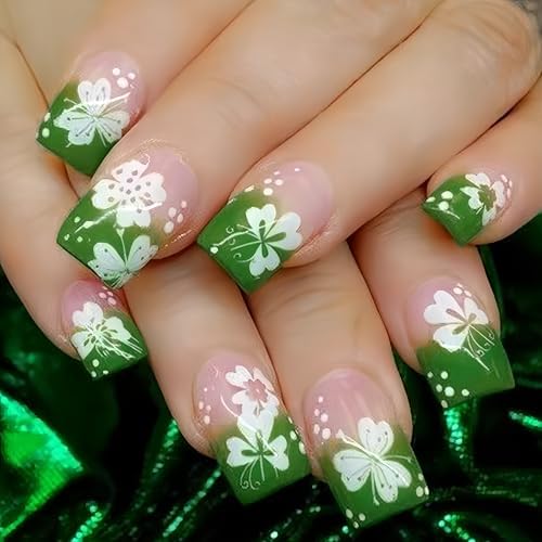 Amazon.com: BiBiSi Uñas postizas a presión con diseño de flores ...